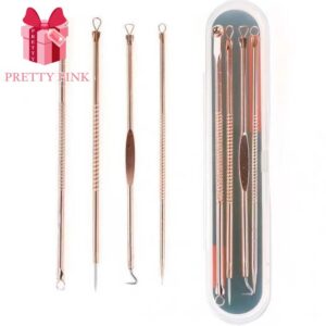 Kit 4 de Ferramentas de Beleza Extrator de Acne Removedor de Cravo Espinha Aço Inoxidável