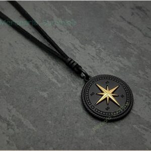 Colar Masculino e Feminino Cordão com Pingente de Bússola / Ideal para dar de presente ou Lembrança Unissex sem Gênero