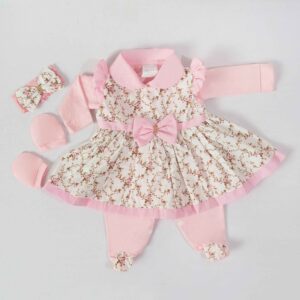 Kit Vestido Rosa Para Menina Manta Sherpa Inverno Grossa Enxoval Bebê Menina Saída Maternidade