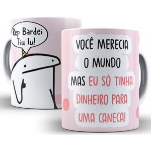 CANECA DE ANIVERSÁRIO FLORK MEME 325 ML DE PORCELANA PARA PRESENTE PERSONALIZADA