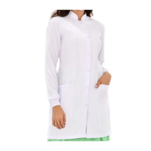 JALECO FLP Feminino Acinturado Gola Padre Manga Longa com Punho Oxford branco preto Rosa moda