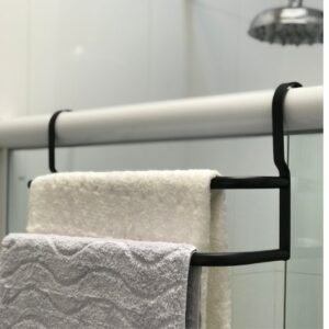 Porta Toalhas Duplo Suporte Toalheiro Para Box Preto Fosco