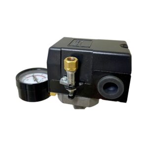 Kit Para Compressor Baixa Pressão Com Pressostato 80/120 PSI 4 Vias Manômetro e Válvula de Segurança