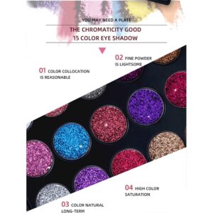 Paleta De Sombras Para Olhos Com Glitter/Pallete/Pigmentação/Profissional/Duradouro/15 Cores