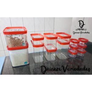 Kit 14 Potes Herméticos para Mantimentos em Acrílico