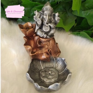 INCENSÁRIO EFEITO CASCATA FLOR DE LÓTUS GANESHA INCENSO CONE INCENSÁRIO CASCATA VARETA DOURADO
