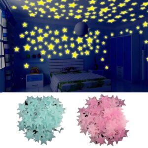 100 pcs Adesivos De Parede De Pentagrama Que Brilham No Escuro Decoração De Teto Fluorescente Para Quarto De Crianças