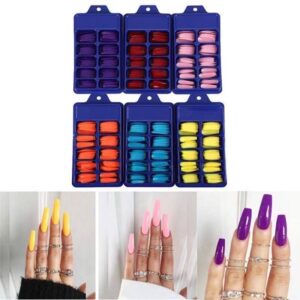 100pçs De Unhas Postiças Com Cobertura Total De Acrílico/Fosca/Cor Pastel COD