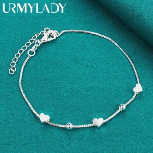 925 Coração De Prata Rodada Bead Box Cadeia Pulseira Para As Mulheres Da Festa De Noivado Casamento Charme Moda Jóias