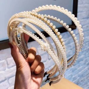 Arco Artesanal Faixa De Cabelo Pérola Completa De Noiva Simples Coroa Acessórios