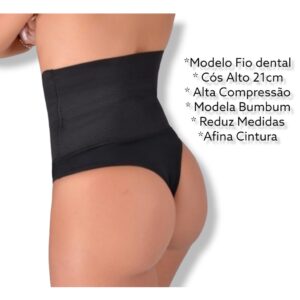Cinta Calcinha Modeladora Alta Compressão com Redução de Barriga Afina Cintura Modela Bumbum Cós Alto