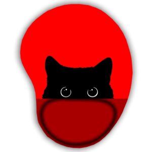 Mouse Pad Gatinho Preto Vários Fundos Escondido Ergonômico com Apoio