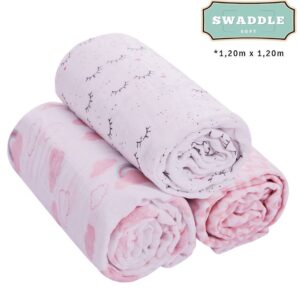 CUEIRO SWADDLE SOFT BAMBOO MAMI 1,20m X 1,20m CONTEM 03 UNIDADES