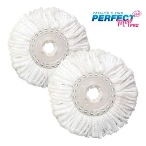 KIT 2 REFIL MICROFIBRA 16CM PERFECT PRO E MOP GIRATÓRIO MOVE 360 UNIVERSAL LIMPEZA ESFREGÃO 972231