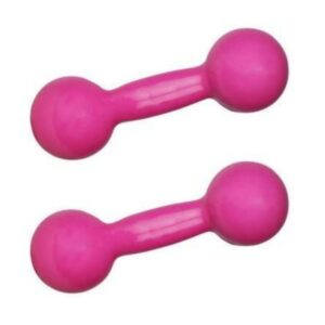 Kit Aeróbico Treino Completo Halter 2 Kg Rosa + Par Caneleira 2 Kg + Colchonete Rosa D24 + Elástico
