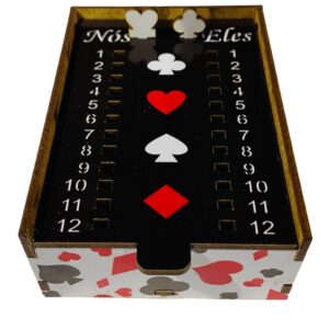 Caixa Baralho de Cartas C/ Marcador de Pontos Truco Mdf