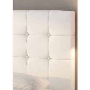 Cabeceira de Cama Casal 1,40 Estofada Branco Courino Semi Sintético Modelo Bia