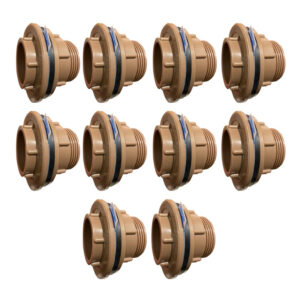 10X ADAPTADOR FLANGE 50MM (1.1/2) MARROM PARA CAIXA D’ ÁGUA