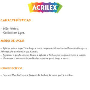 2 Verniz Mordente P/ Folheação Ouro Prata Cobre Acrilex 60ml