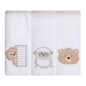 Fralda de pano bordada Gifts Papi Friends Kit com 3 unidades 70x70cm