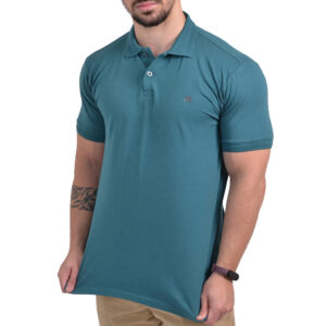 Camisa Polo Verde Algodão com Elastano Malha Conforto