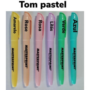 Kit 24 Caneta Marca Texto Masterprint 12 fluorescente e 12 tom pastel