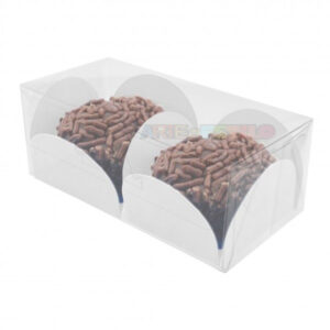 100 Caixas 2 Bombons Brigadeiros Doce Branca, Kraft e Transparente 8x4x3