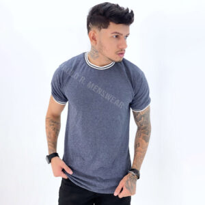 Brechó: Camiseta Gola E Punho Listrados Masculina 100% Algodão