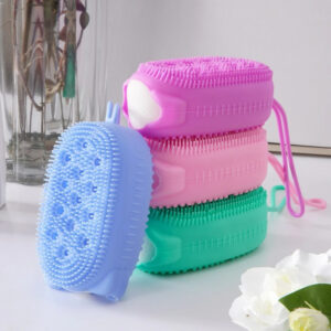Esponja Bucha De Silicone Com Porta Sabão Escova Para Banho