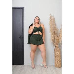 016 – SHORT SAIA PLUS SIZE MODA FEMININA CANELADO SHORTS SIMPLES