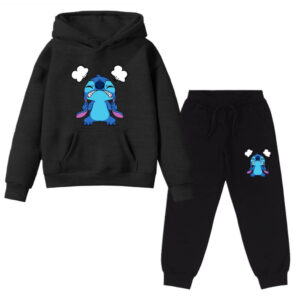 Conjunto Kids Kit Blusa Calça Moletom Infantil Stitch Bravo Desenho Alta Qualidade