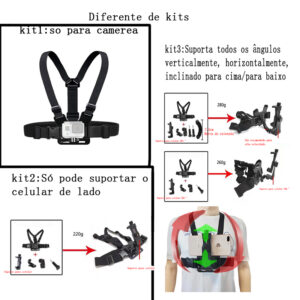 Suporte de peito para cameras ou celular