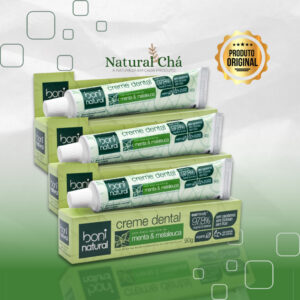 Creme Dental Boni Natural Menta e Melaleuca Sem Flúor Pasta de Dente Vegano 90g
