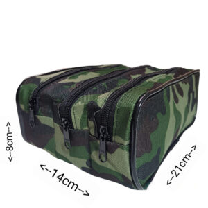ESTOJO ESCOLAR CAMUFLADO COM FRISO PRETO DE 3 REPARTIÇOES