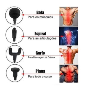 Massageador Elétrico Pistola Relaxamento Muscular e Definição dos Músculos Profissional Portátil Original Gun