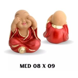 Trio de Budas Monge Cego Surdo Mudo Estatueta Decoração