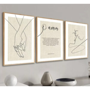 Quadro decorativo coríntios 13 4-7 sobre o amor biblico 3 peças sala quarto cozinha e escritorio decoraçao