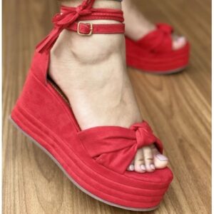 Sandália Anabela Feminina Plataforma 8cm Várias Cores Promoção 2025
