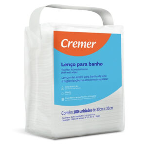 Lenço Para Banho No Leito Cremer Pacote C/ 100 Unidades 30×35