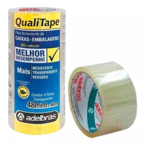 Fita Adesiva Grande 48mm X 40m Transparente ou Marrom Adelbras Versátil Resistente Multiuso Universal