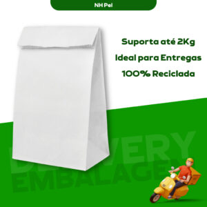 Saco Branco Liso 100un Para Delivery Embalagens Para Entregas 18×10,5×24 Liso