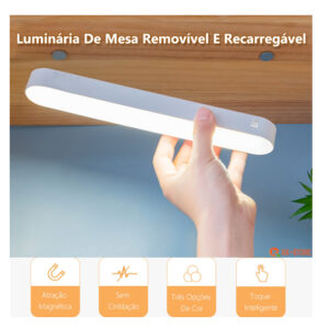 Luz De Leitura Magnética Barra Led Lúminaria Recarregável