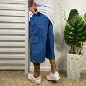 bermuda , cargo estonada cinza balão reta jeans moda skate stretwear