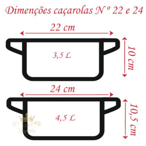 Kit 2 Panelas Caçarolas Grande 22 24cm Tampa De Vidro Antiaderente 5 Camadas Teflon Cor Cereja Dourada Gold Cobre Grossa