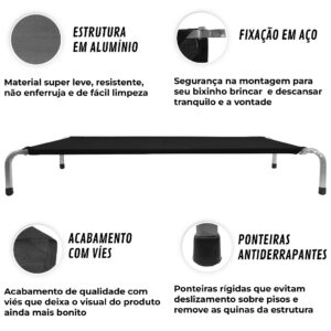 Cama Suspensa Cachorro Grande Aluminio Resistente Contra Calor G 90x75cm