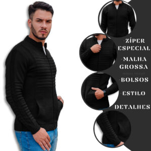 Blusa Jaqueta Masculina De Frio Malha Grossa Tricot Masculino Promoção