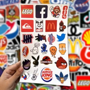 Mega Kit Cartela 100 Adesivos Para Caderno Notebook Variados Marcas Famosas Personagens Animado