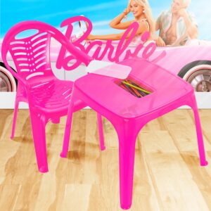 Kit Mesa e Cadeira Infantil Cadeirinha e Mesinha de Estudos Brinquedo Didático Plástico Resistente Princesa Barbie