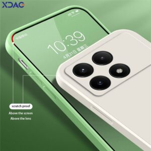 Xiaomi Poco X6 Pro Capa de silicone líquido quadrada PocoX6Pro 5G à prova de choque Câmera profunda