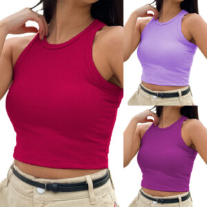 KIT 3 cropped Simples Básico Regata & Camisa de Malha Canelada Premium